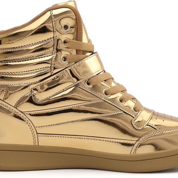 Womens High Top Sneakers with Hidden Wedge Heel Ankle Support 2 Inch Height Incr - Picture 3 of 6